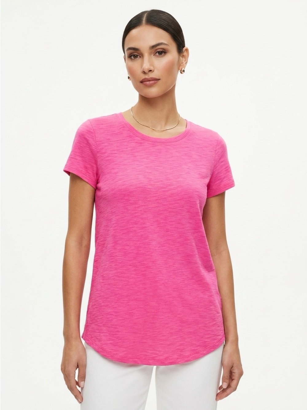 Lilly Pulitzer Etta Scoop Neck Short Sleeve T-Shirt Textured Pink Size S